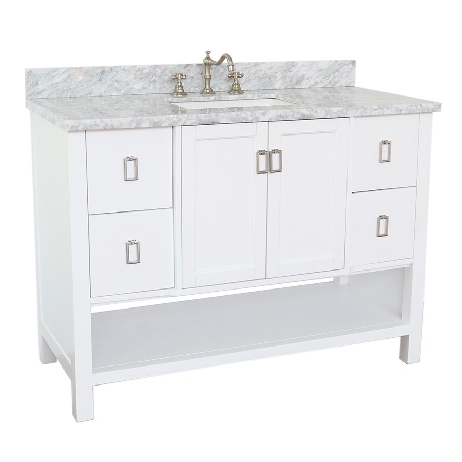 Bellaterra Home LV0300-WH-WMR Single Vanity 49-in White Single Sin