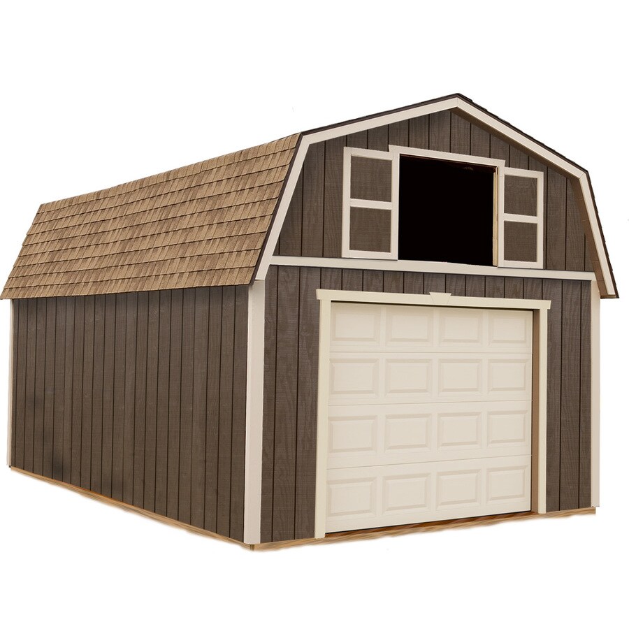 Without Floor Gambrel Engineered Wood Storage Shed (Common: 12-ft x 20 