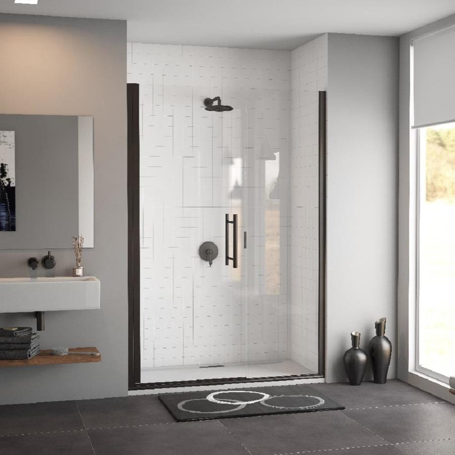 Coastal Shower Doors Illusion Series 75-in H x 39-in to 39-in W Frameless Hinged Oil-Rubbed Bronze Shower Door