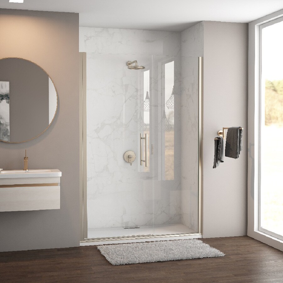 Coastal Shower Doors Illusion Series 52 In To 53 25 W Frameless Coastal Shower Doors Illusion Series 52 In To 53 25 W Frameless Brushed Nickel Hinged Door