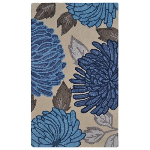 allen + roth 8 x 10 Blue Indoor Geometric Handcrafted Area Rug in the ...