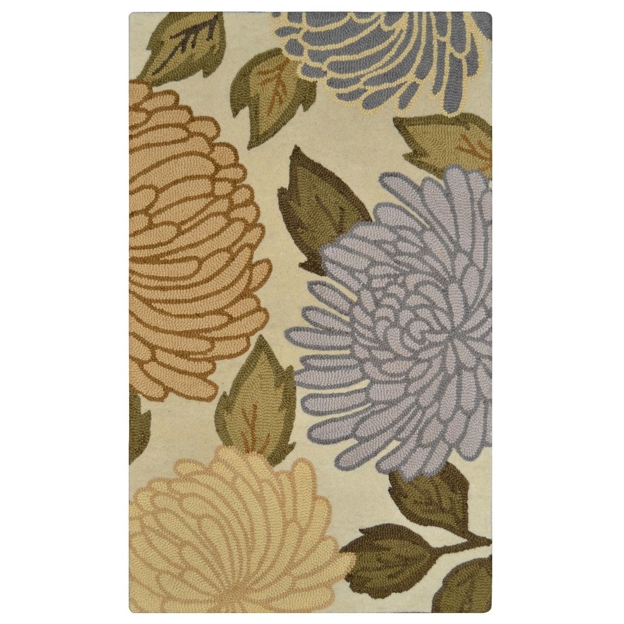 Allen Roth White Rectangular Indoor Handcrafted Area Rug