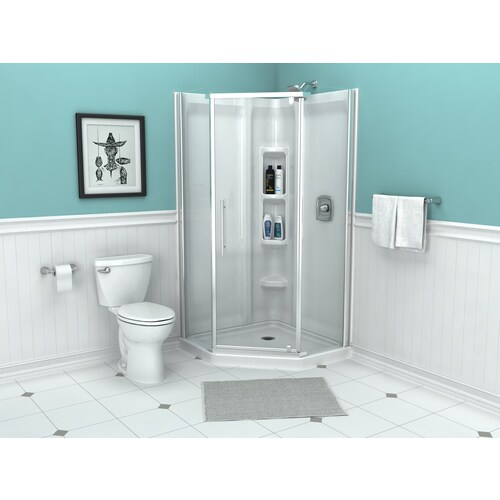 American Standard Axis 73.25in H x 24.75in to 24.75in W SemiFrameless Pivot Chrome Shower