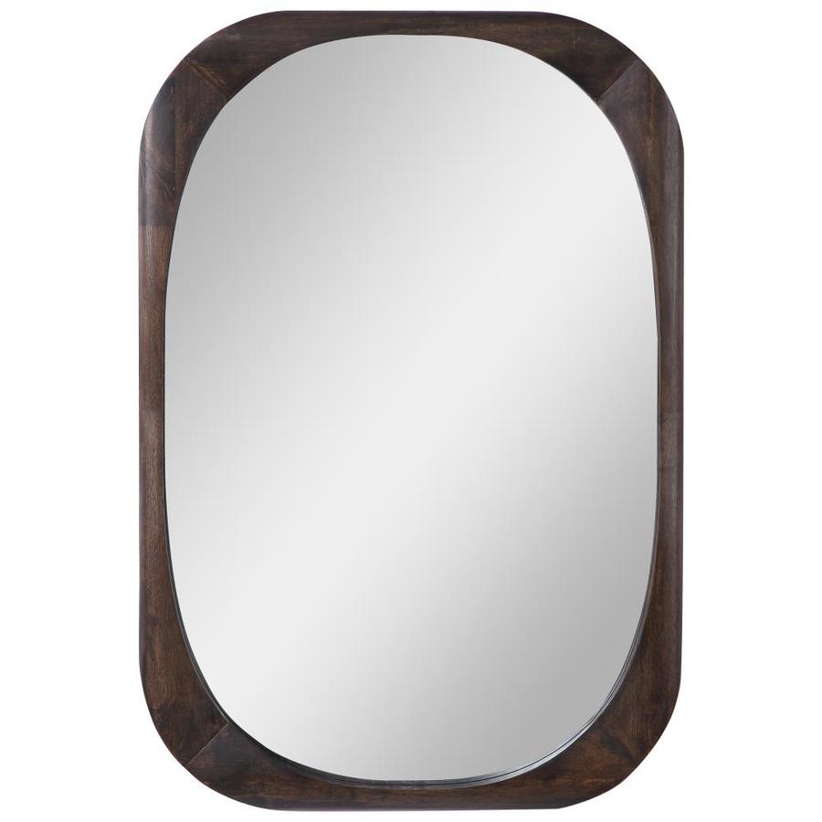 Global Direct 36-in L x 26-in W Oval Dark Walnut Stain Framed Wall Mirror