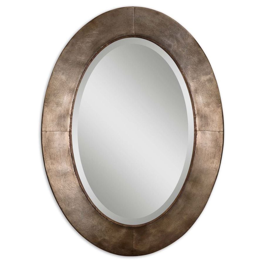 Global Direct 37.625-in L x 27.75-in W Oval Champagne Beveled Wall Mirror