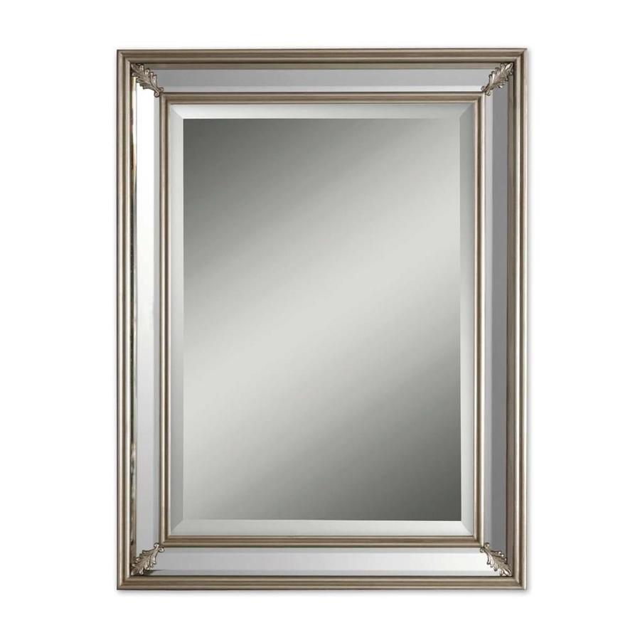 Global Direct 28-in L x 26-in W Antiqued Silver Leaf Framed Wall Mirror