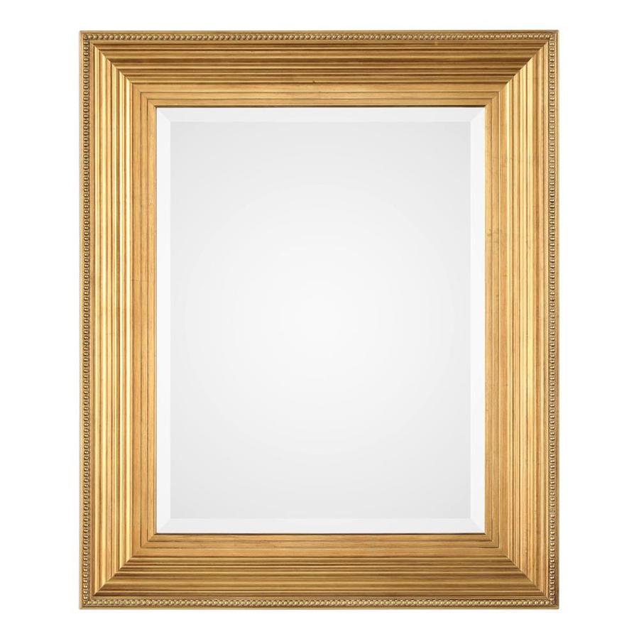 Global Direct 37.5-in L x 31.375-in W Antiqued Gold Leaf Framed Wall Mirror