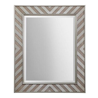 Allen Roth 30 In X 36 Silver Beveled Rectangle Framed