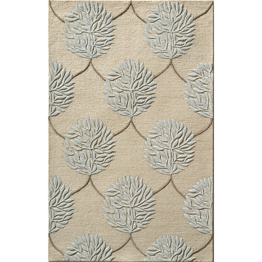 Rugs America 23358 Pacific 18-in x 27-in Rectangular Cream Floral Wool Accent Rug