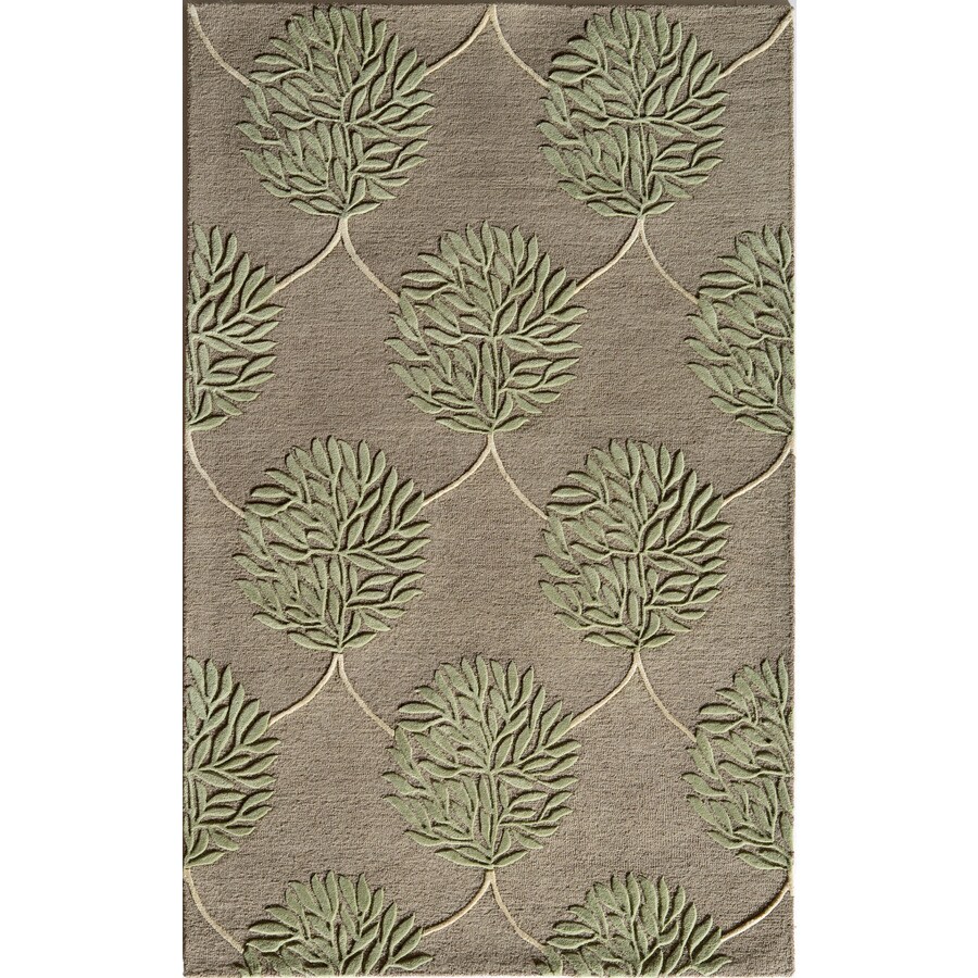 Rugs America 23362 Pacific 18-in x 27-in Rectangular Gray Floral Wool Accent Rug