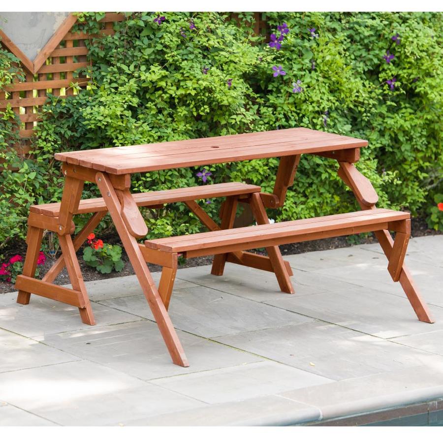 Leisure Season 4 Ft 7 In Brown Wood Rectangle Picnic Table