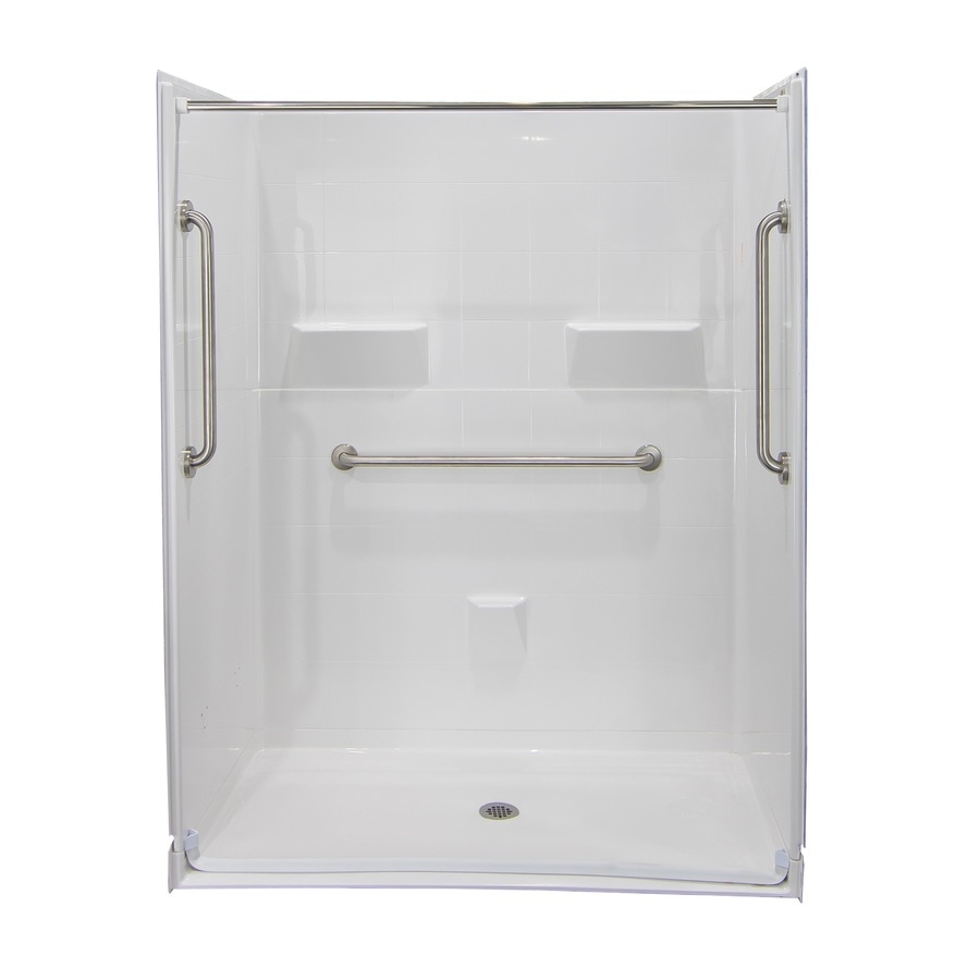 Laurel Mountain Sardis II Barrier Free White 5-Piece Alcove Shower Kit ...