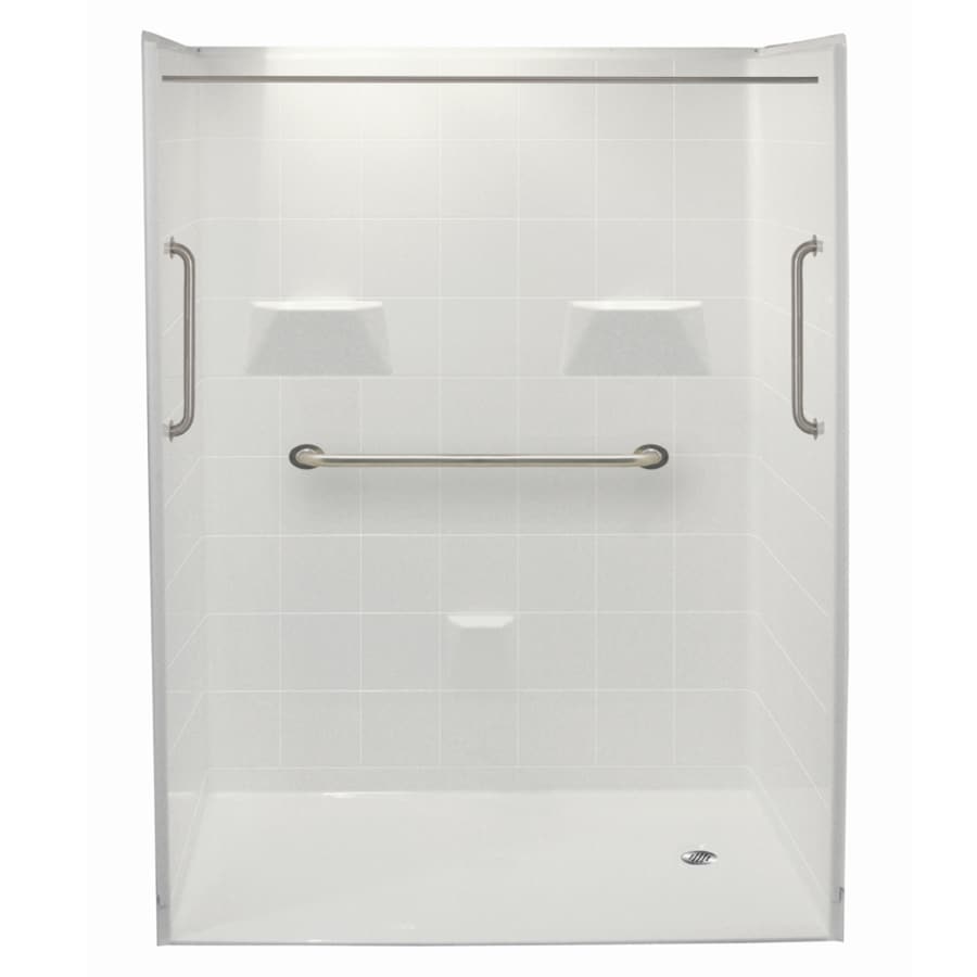 Laurel Mountain Jakeston II Barrier Free White 5-Piece Alcove Shower ...