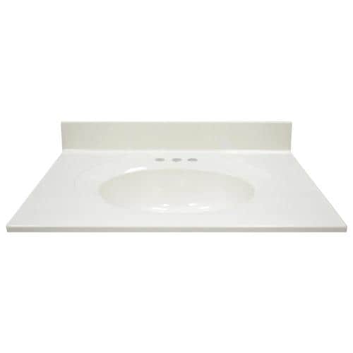 US Marble Recessed Oval Standard White on Biscuit Gloss Cultured