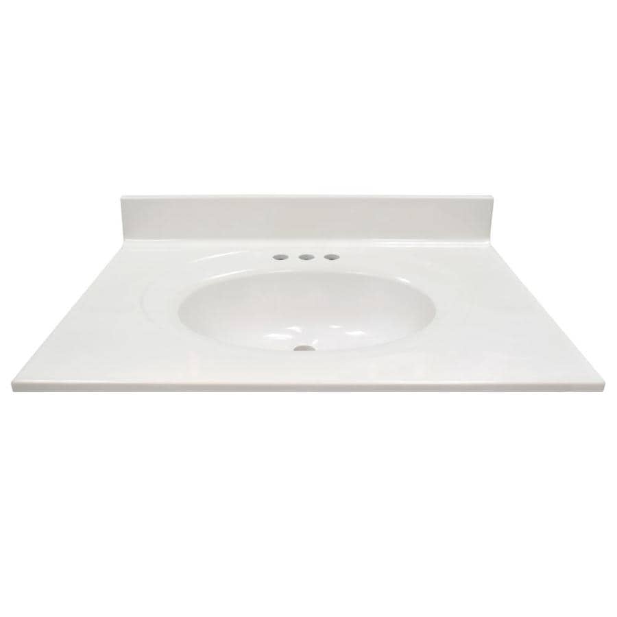 US Marble Recessed Oval Standard 31in White On White Gloss Cultured