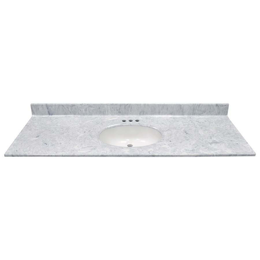 US Marble Recessed Oval Standard 61-in Gray On White Cultured Marble ...