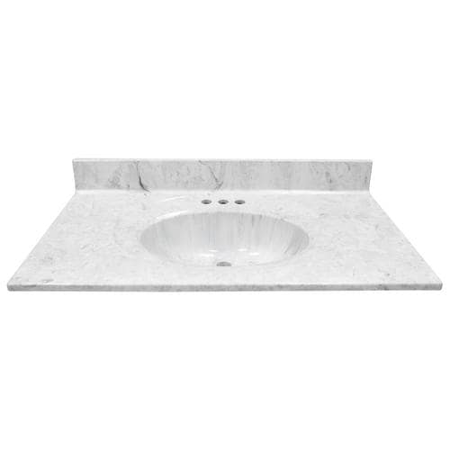 US Marble Recessed Oval Standard 37-in Gray On White- Gloss Cultured ...