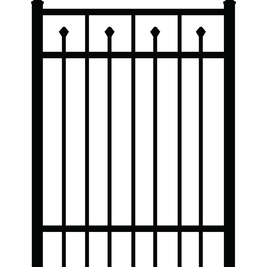 Rockland Ornamental Fencing DRG48D-BL-L48 48" x 48" Black Aluminum Fence Gate