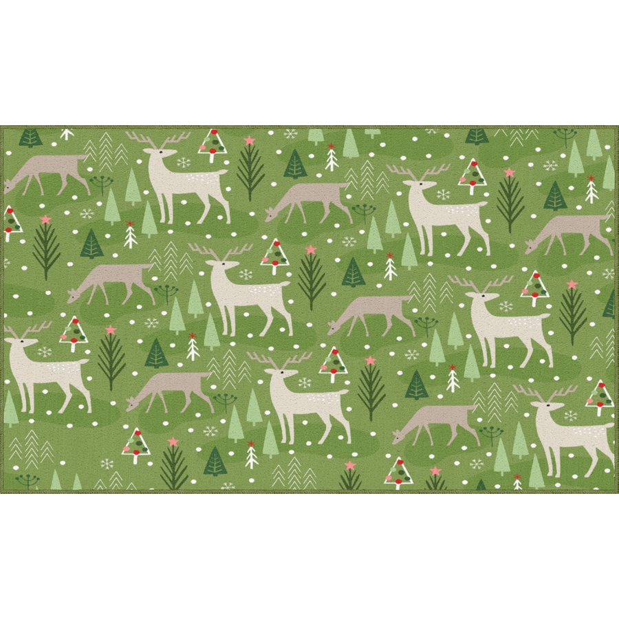 Mohawk Home Christmas 1-1/2 x 2-1/2 Green Indoor Holiday Throw Rug in ...