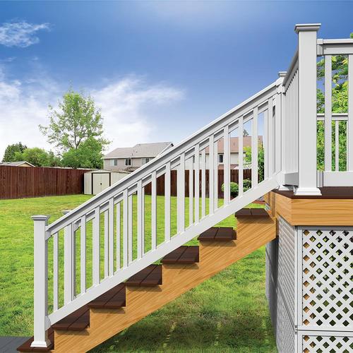 Freedom (Assembled: 8-ft x 3-ft) Lincoln Stair White PVC Stair Rail Kit ...