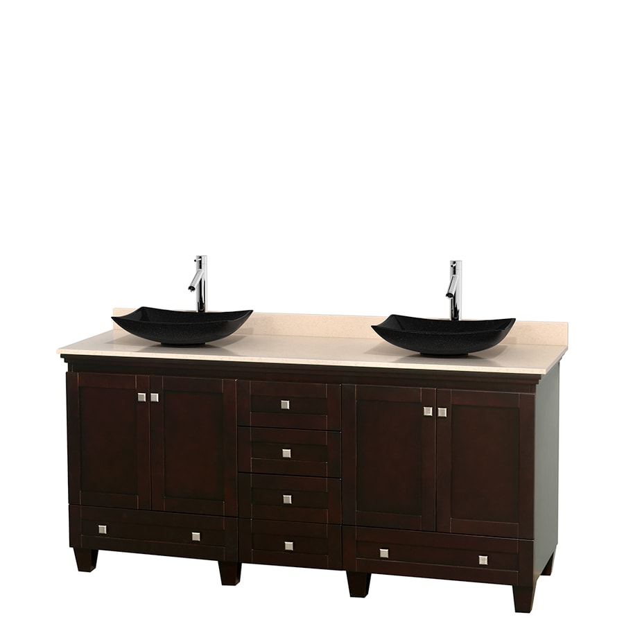 Wyndham Collection WCV800072DESIVGS4MXX Acclaim 72-in Espresso Double Sink Bathroom Vanity with Ivory Top