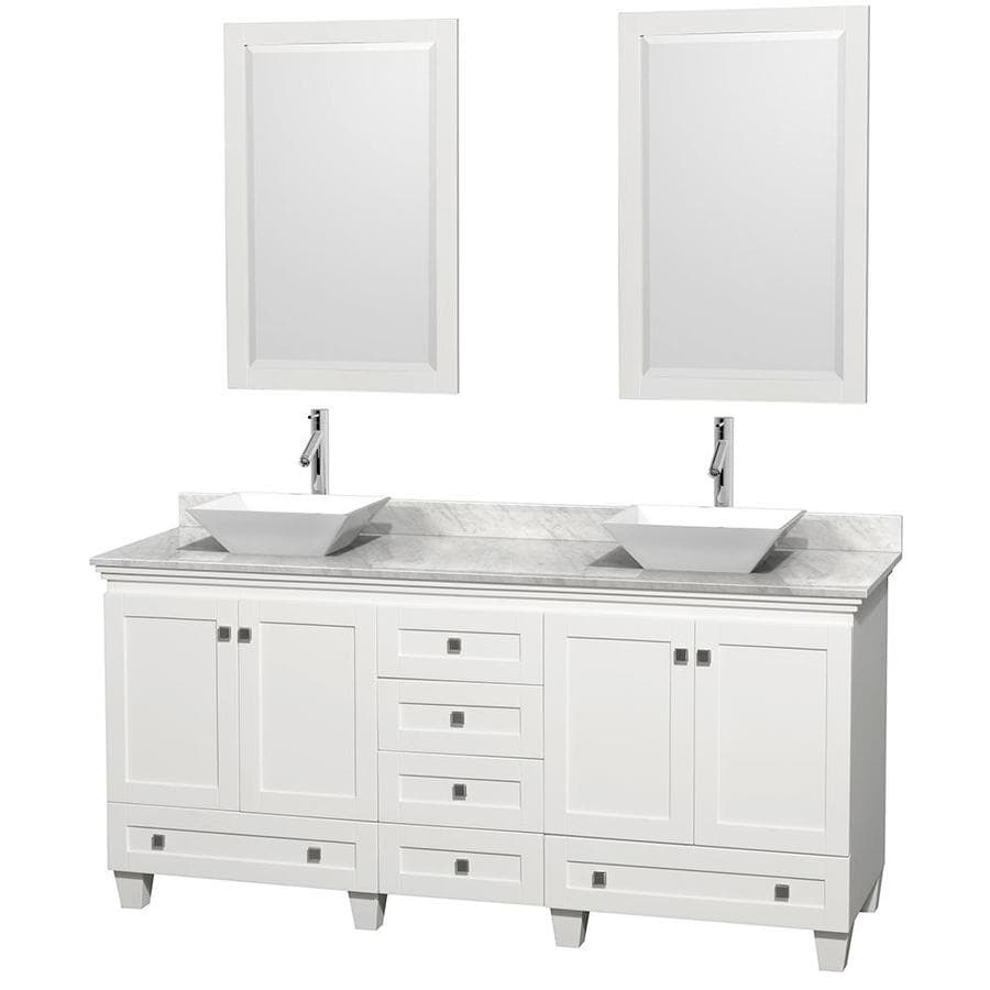 Wyndham Collection Acclaim 72in White Double Sink Bathroom Vanity with