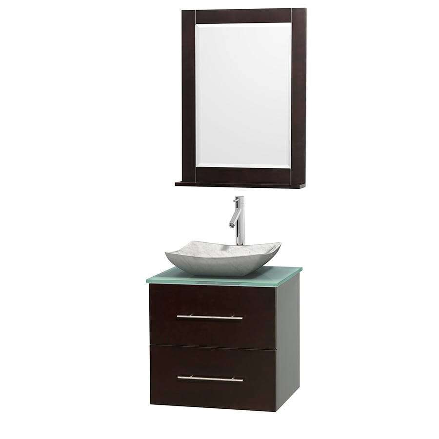 Wyndham Collection WCVW00924SESGGGS3M24 Centra 24-in Espresso Single Sink Bathroom Vanity with Green Top (Mirror Included)