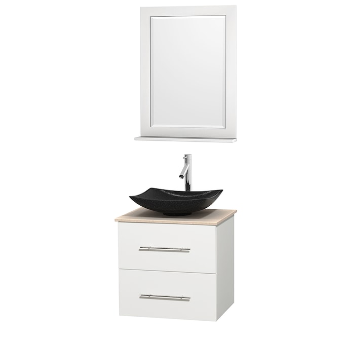 Single Vessel Sink Bathroom Vanity, White Bathroom Vanity 24 X 19