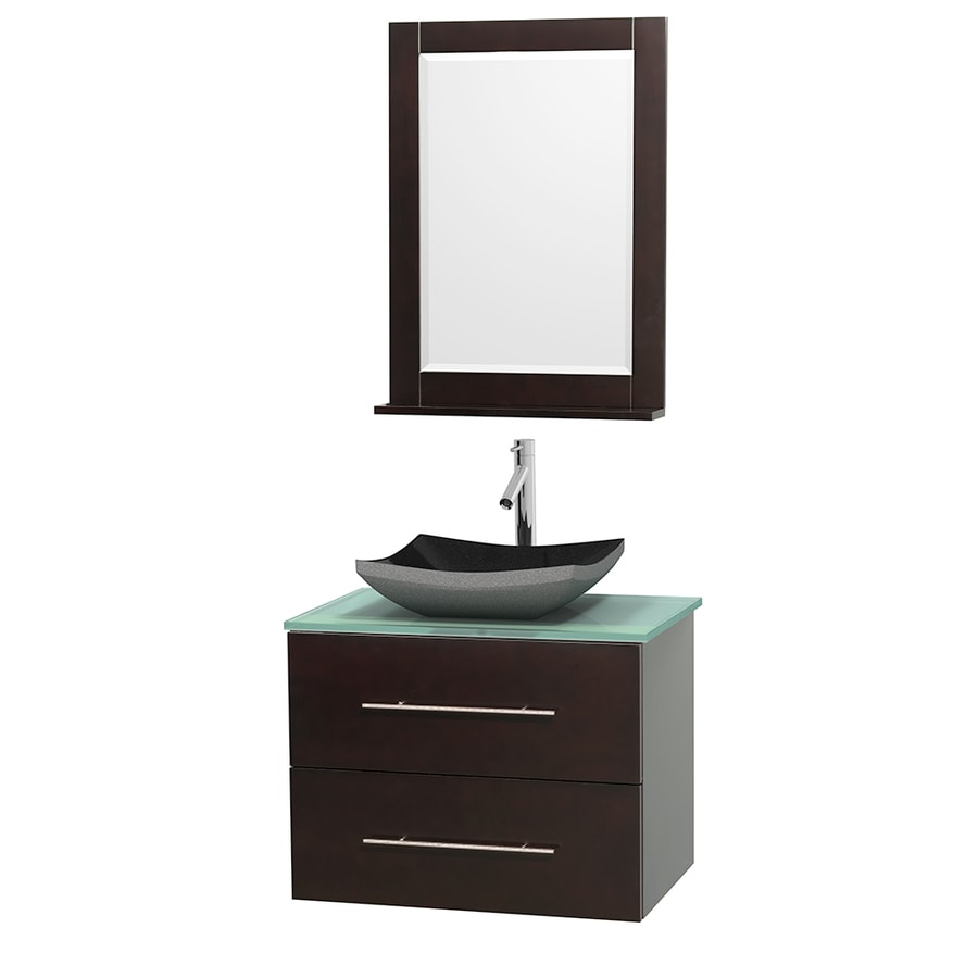 Wyndham Collection WCVW00930SESGGGS1M24 Centra 30-in Espresso Single Sink Bathroom Vanity with Green Top (Mirror Included)