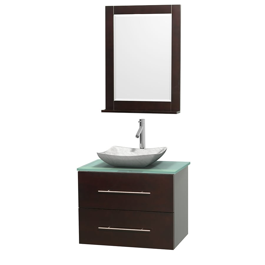 Wyndham Collection WCVW00930SESGGGS3M24 Centra 30-in Espresso Single Sink Bathroom Vanity with Green Top (Mirror Included)