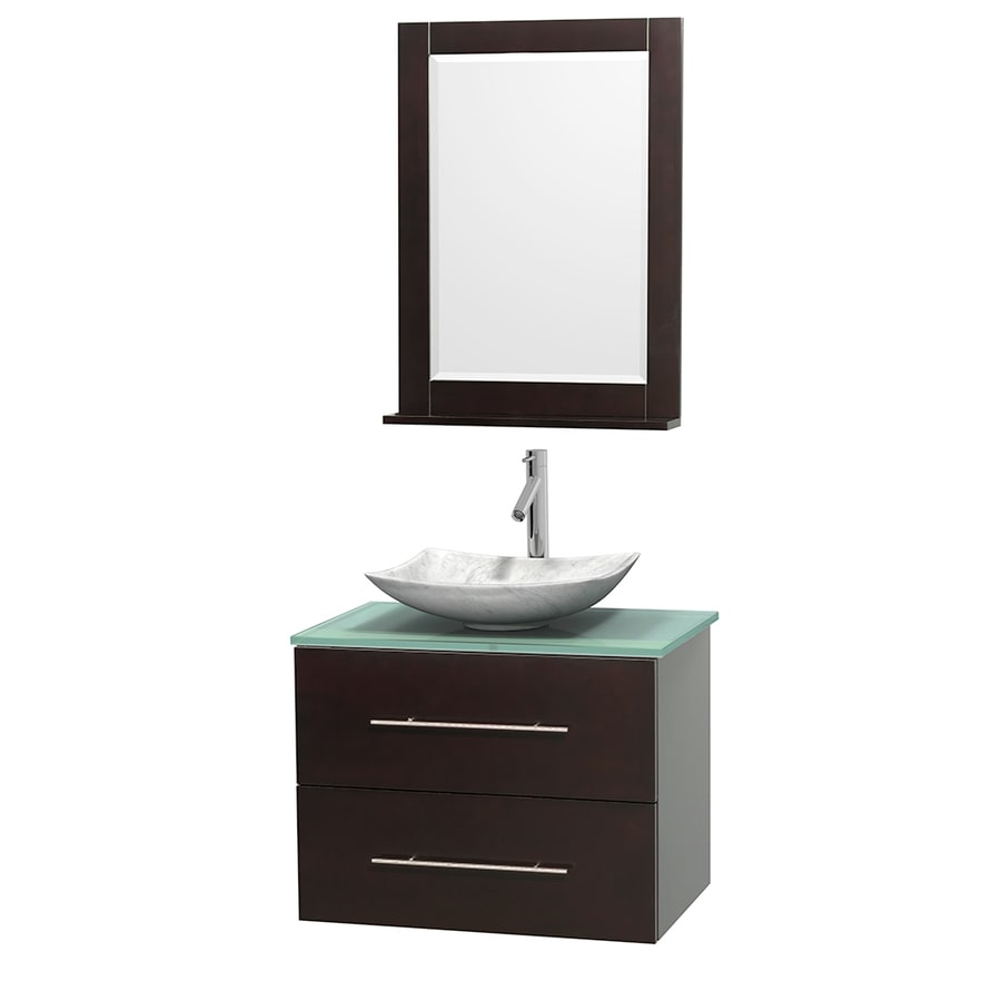 Wyndham Collection WCVW00930SESGGGS6M24 Centra 30-in Espresso Single Sink Bathroom Vanity with Green Top (Mirror Included)
