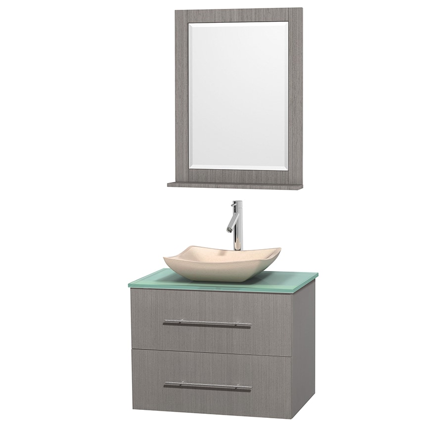 Wyndham Collection WCVW00930SGOGGGS2M24 Centra 30-in Gray Oak Single Sink Bathroom Vanity with Green Top (Mirror Included)
