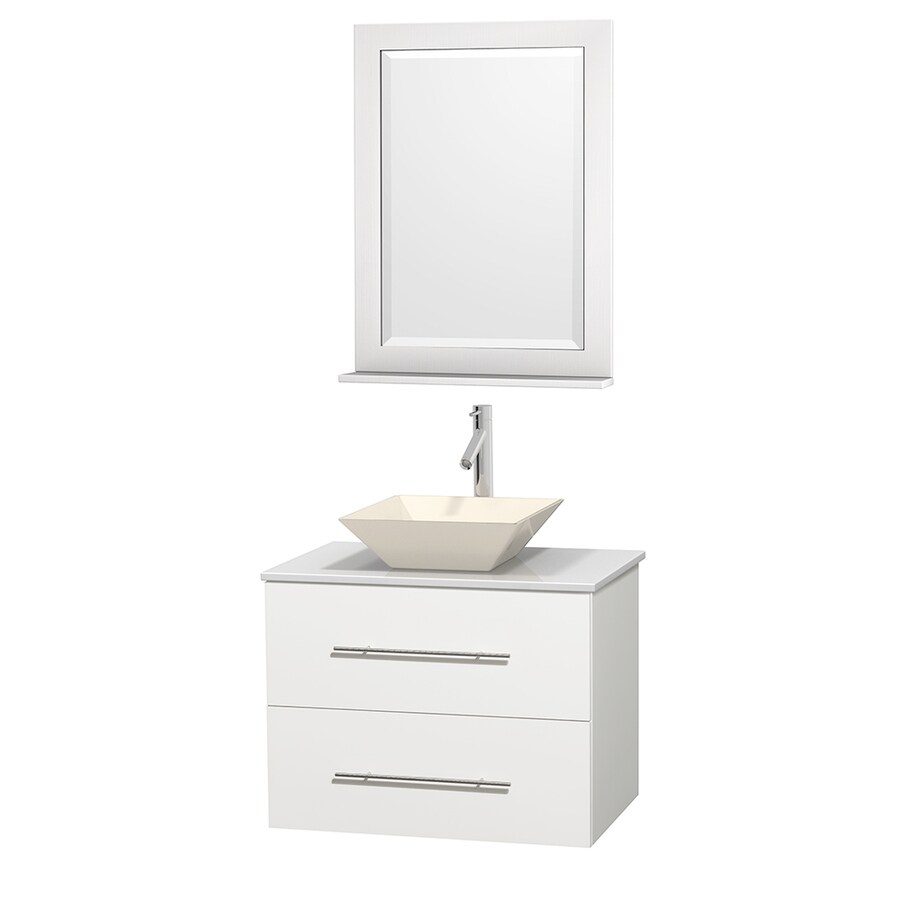 Wyndham Collection WCVW00930SWHWSD2BM24 Centra 30-in White Single Sink Bathroom Vanity with White Top (Mirror Included)