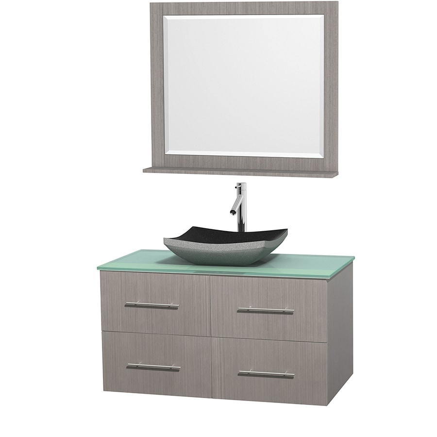 Wyndham Collection WCVW00942SGOGGGS1M36 Centra 42-in Gray Oak Single Sink Bathroom Vanity with Green Top (Mirror Included)