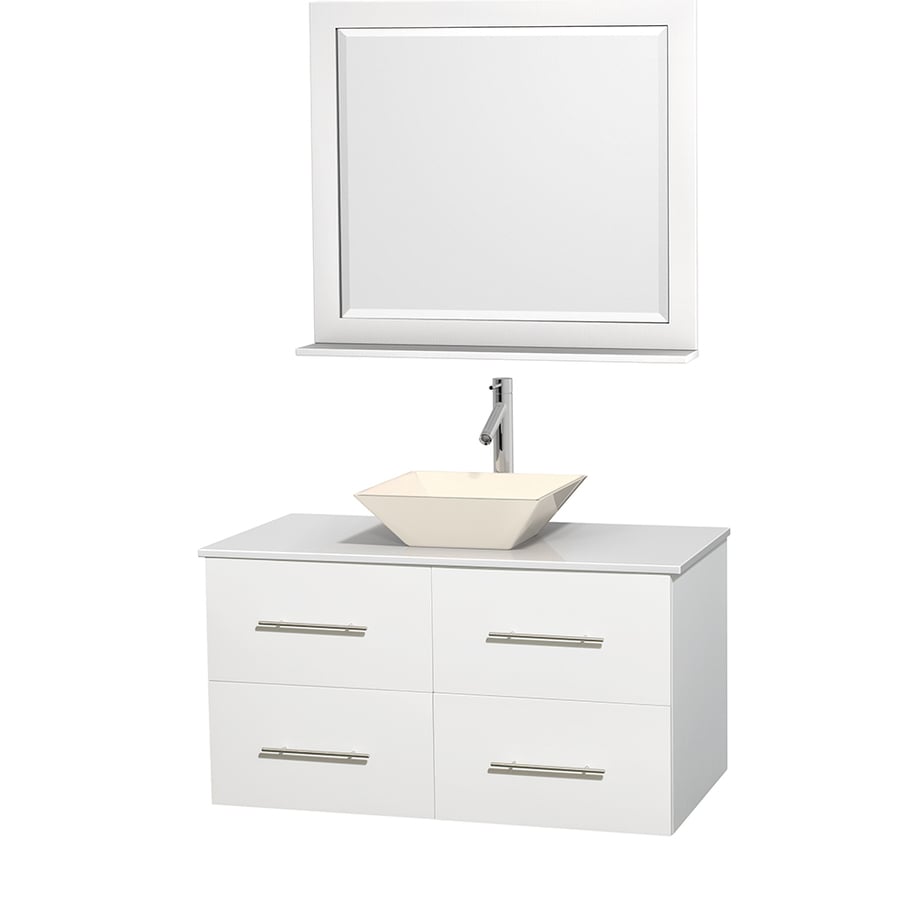 Wyndham Collection WCVW00942SWHWSD2BM36 Centra 42-in White Single Sink Bathroom Vanity with White Top (Mirror Included)