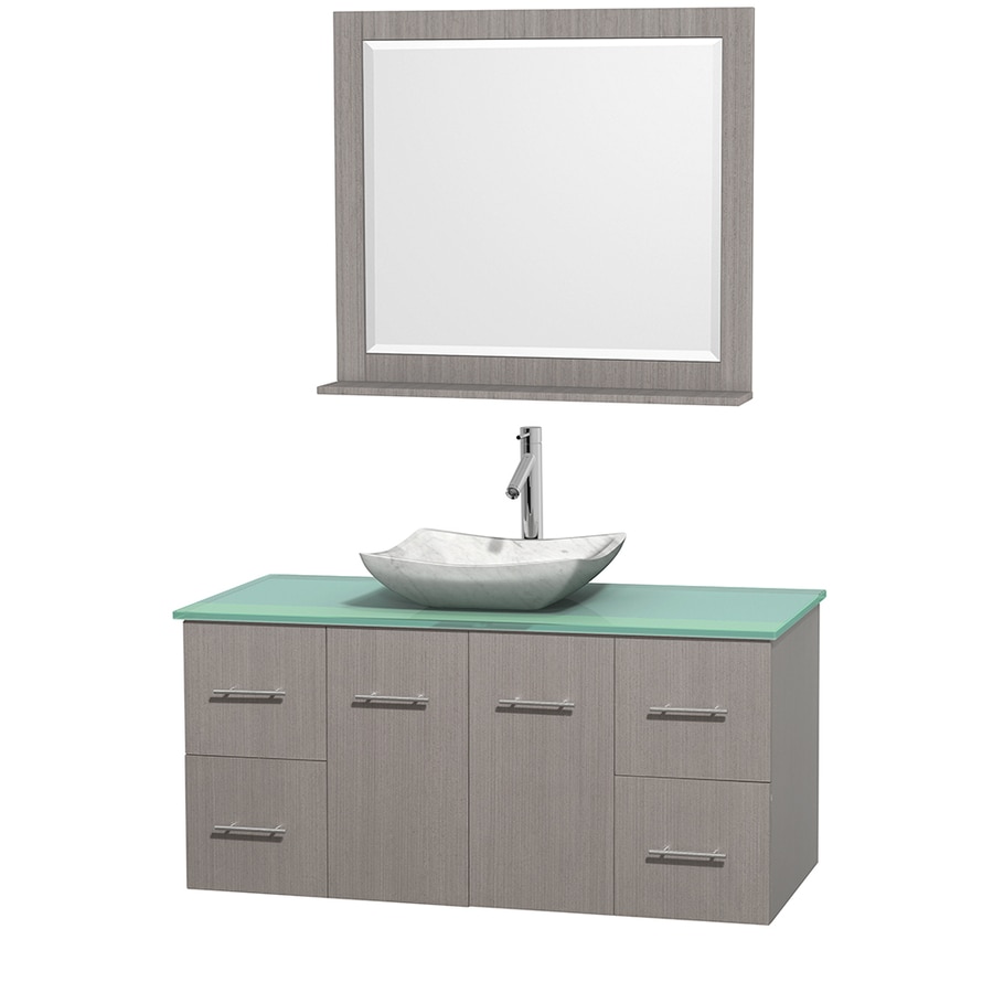 Wyndham Collection WCVW00948SGOGGGS3M36 Centra 48-in Gray Oak Single Sink Bathroom Vanity with Green Top (Mirror Included)