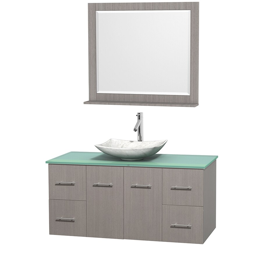 Wyndham Collection WCVW00948SGOGGGS6M36 Centra 48-in Gray Oak Single Sink Bathroom Vanity with Green Top (Mirror Included)
