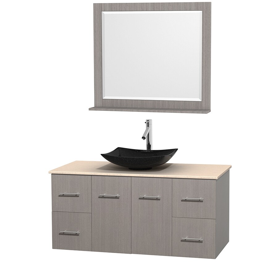Wyndham Collection WCVW00948SGOIVGS4M36 Centra 48-in Gray Oak Single Sink Bathroom Vanity with Ivory Top (Mirror Included)