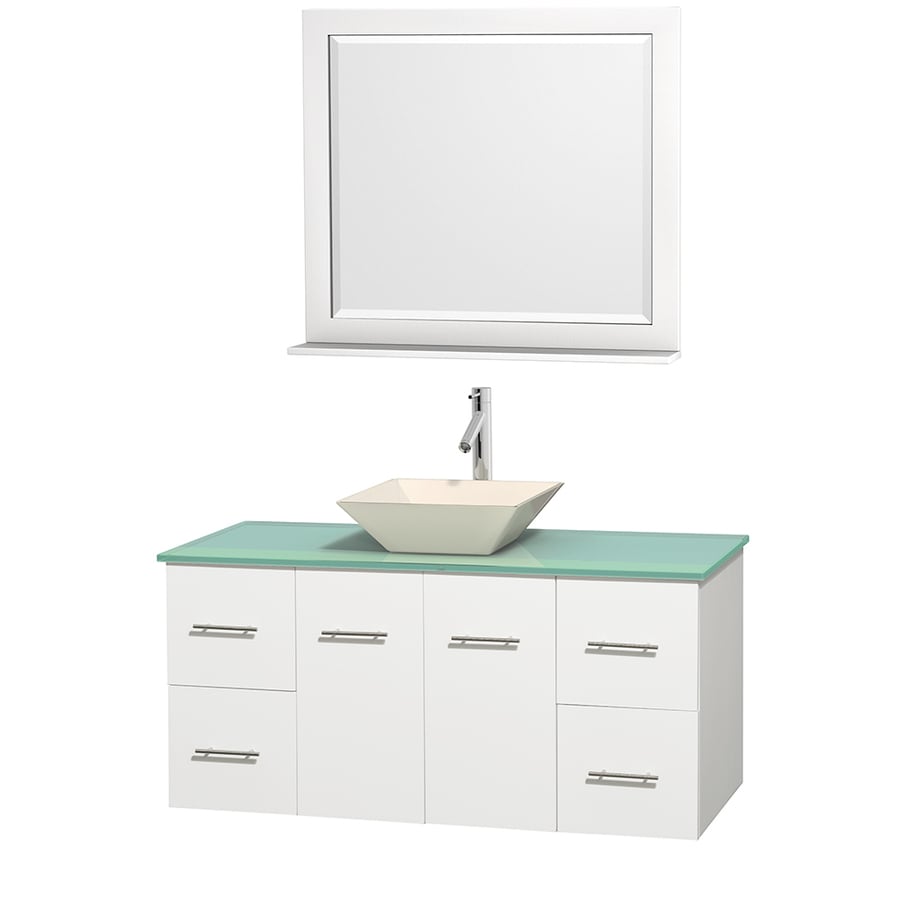 Wyndham Collection WCVW00948SWHGGD2BM36 Centra 48-in White Single Sink Bathroom Vanity with Green Top (Mirror Included)