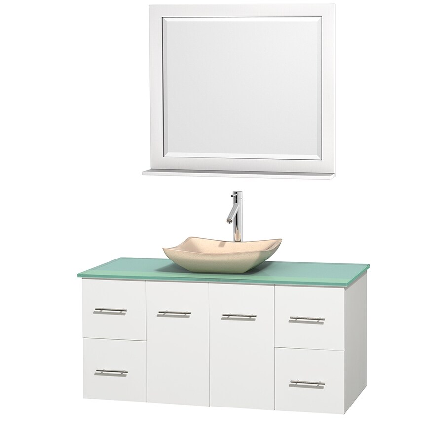 Wyndham Collection WCVW00948SWHGGGS2M36 Centra 48-in White Single Sink Bathroom Vanity with Green Top (Mirror Included)