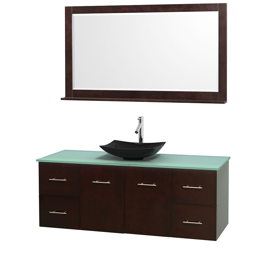 Wyndham Collection WCVW00960SESGGGS4M58 Centra 60-in Espresso Single Sink Bathroom Vanity with Green Top (Mirror Included)