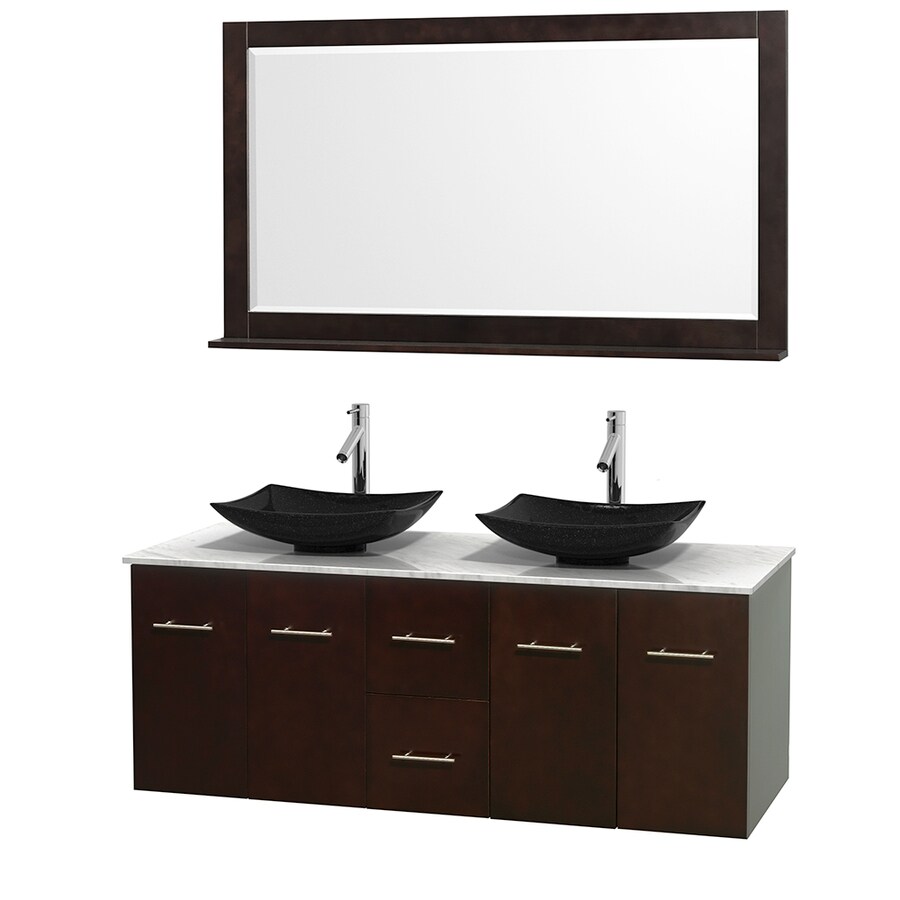 Wyndham Collection Centra 60in Espresso Double Sink Bathroom Vanity