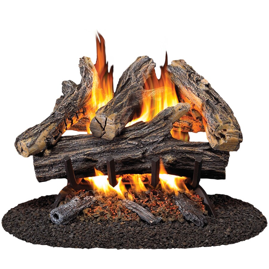 ProCom 18 in. 35,000 BTU Natural Gas Fireplace Log Set Match Light at ...