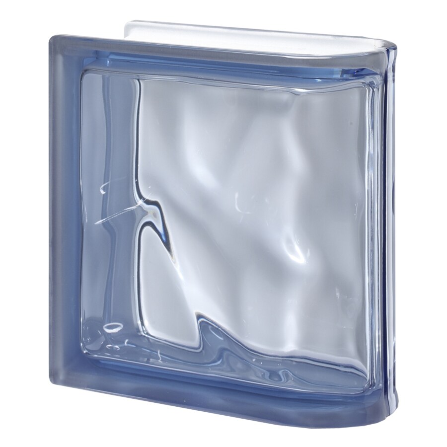 Design It Pegasus Blue End Wave Glass Block (8-in H x 8-in W x 3-in D