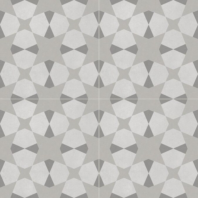 DELLA TORRE Avalon Gray 8-in x 8-in Glazed Porcelain Encaustic Tile in