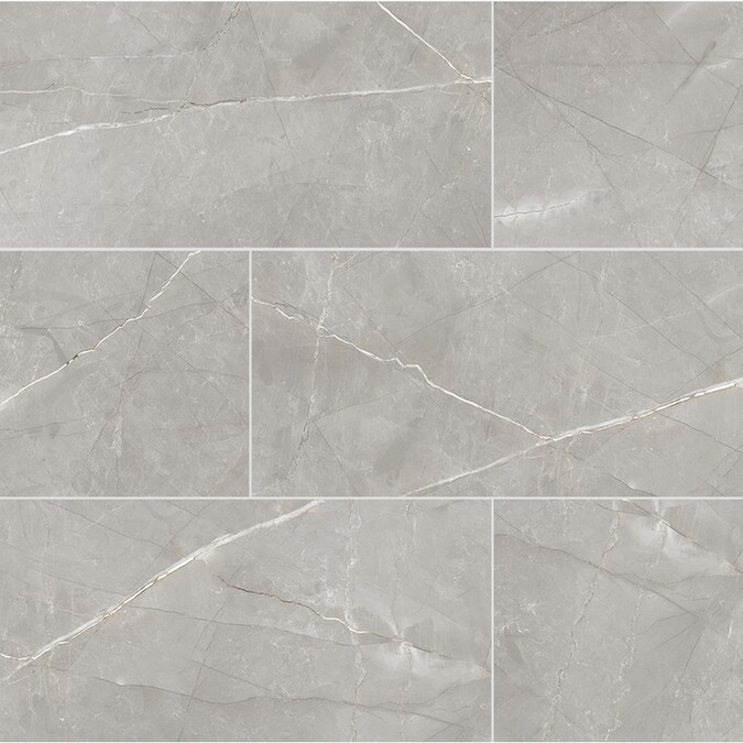 DELLA TORRE Marble Lux Grey 12-in x 24-in Glazed Porcelain Marble Look