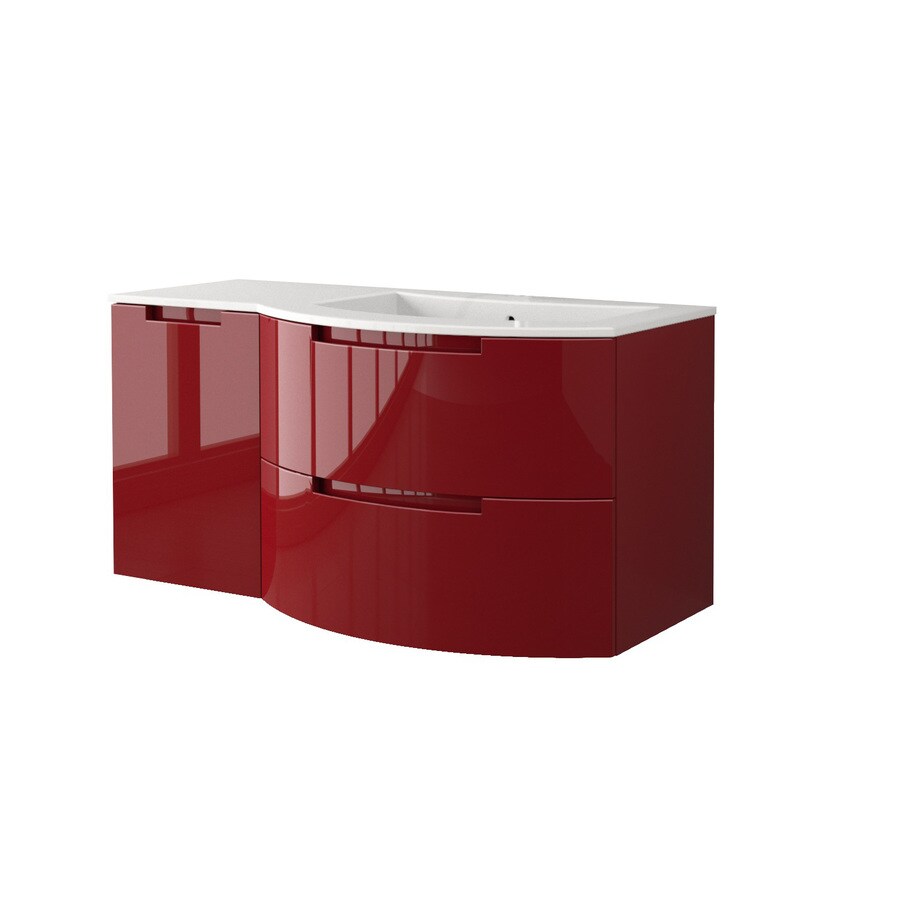 LaToscana Oasi 42.92-in Glossy Red Single Sink Bathroom Vanity with White Solid Surface Top at ...