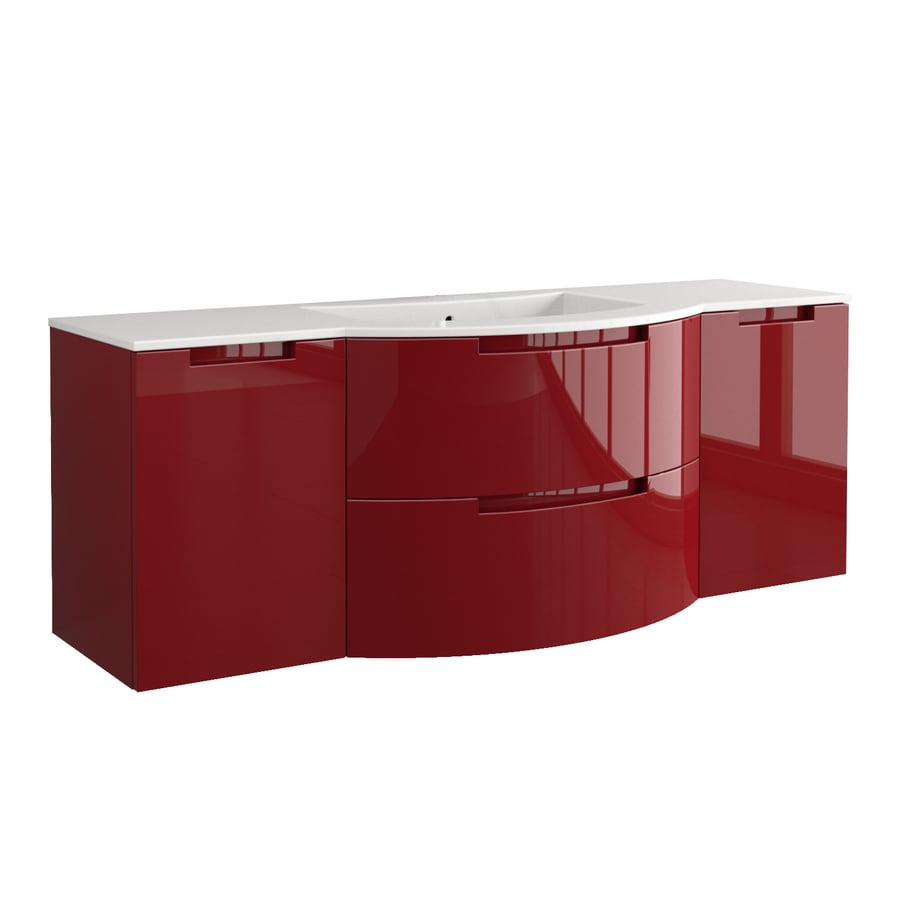 LaToscana Oasi 57-in Glossy Red Single Sink Bathroom ...