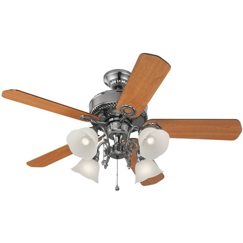 Harbor Breeze Edenton 52 In Polished Pewter Indoor Ceiling Fan With Light Kit 5 Blade At Lowes Com