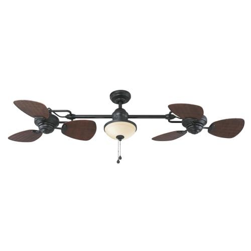 Harbor Breeze Twin Breeze Ii 74 In Oil Rubbed Bronze Indoor Outdoor Ceiling Fan With Light Kit 6 Blade At Lowes Com